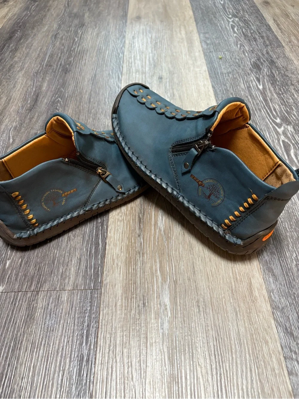 Men's Chukka Boots in Teal with Contrast Tan Lining. Leather; Fashion